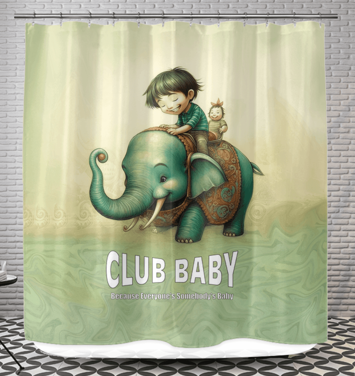 CB6-27 elegant shower curtain displayed in a modern bathroom setting.