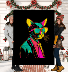 Moonlit Cat Silhouettes Sherpa Blanket - Beyond T-shirts