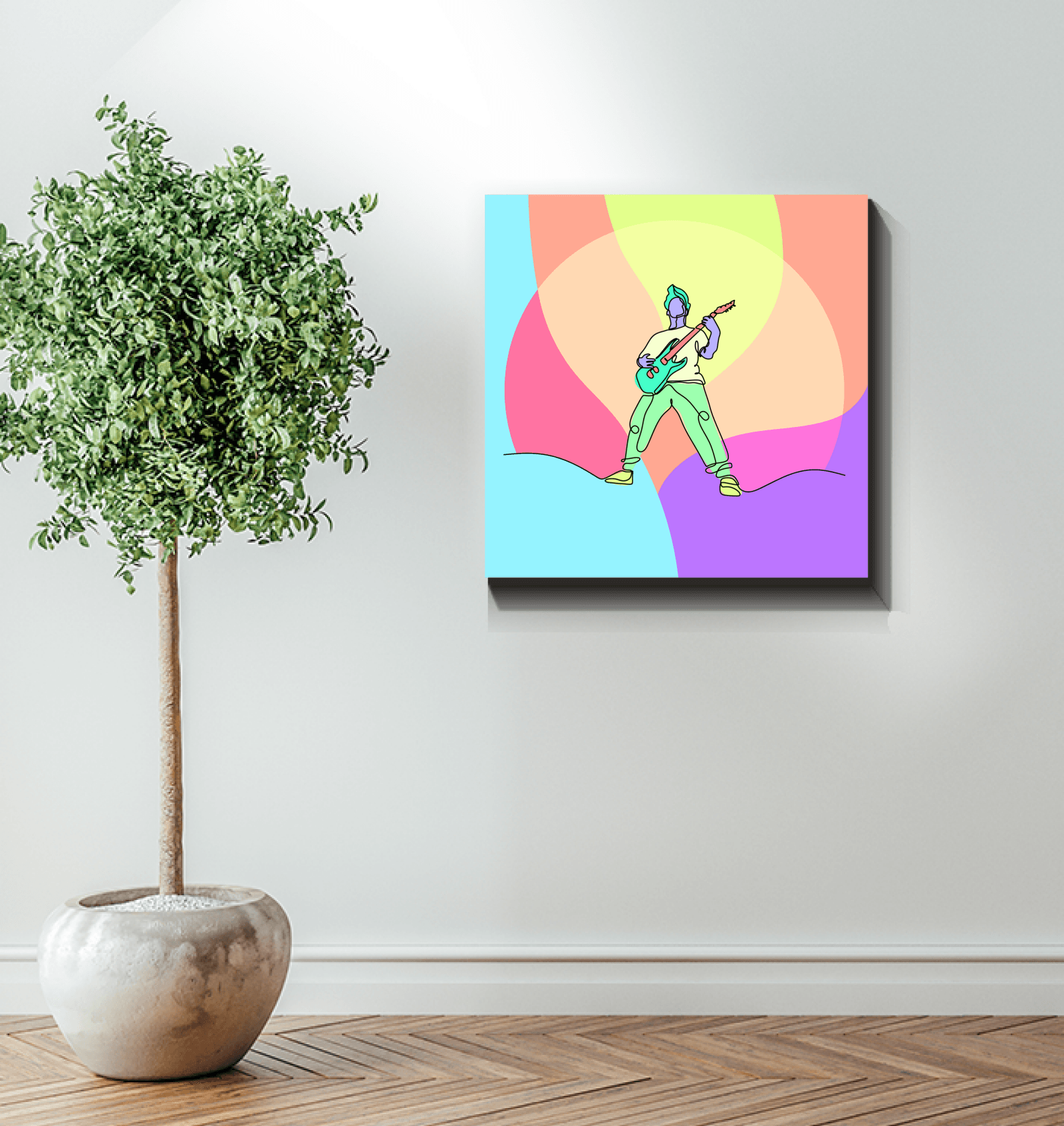 Boy Playing Guitar 1 Wrapped Canvas - Beyond T-shirts