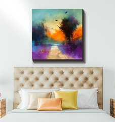 Moonlit Forest Path Wrapped Canvas