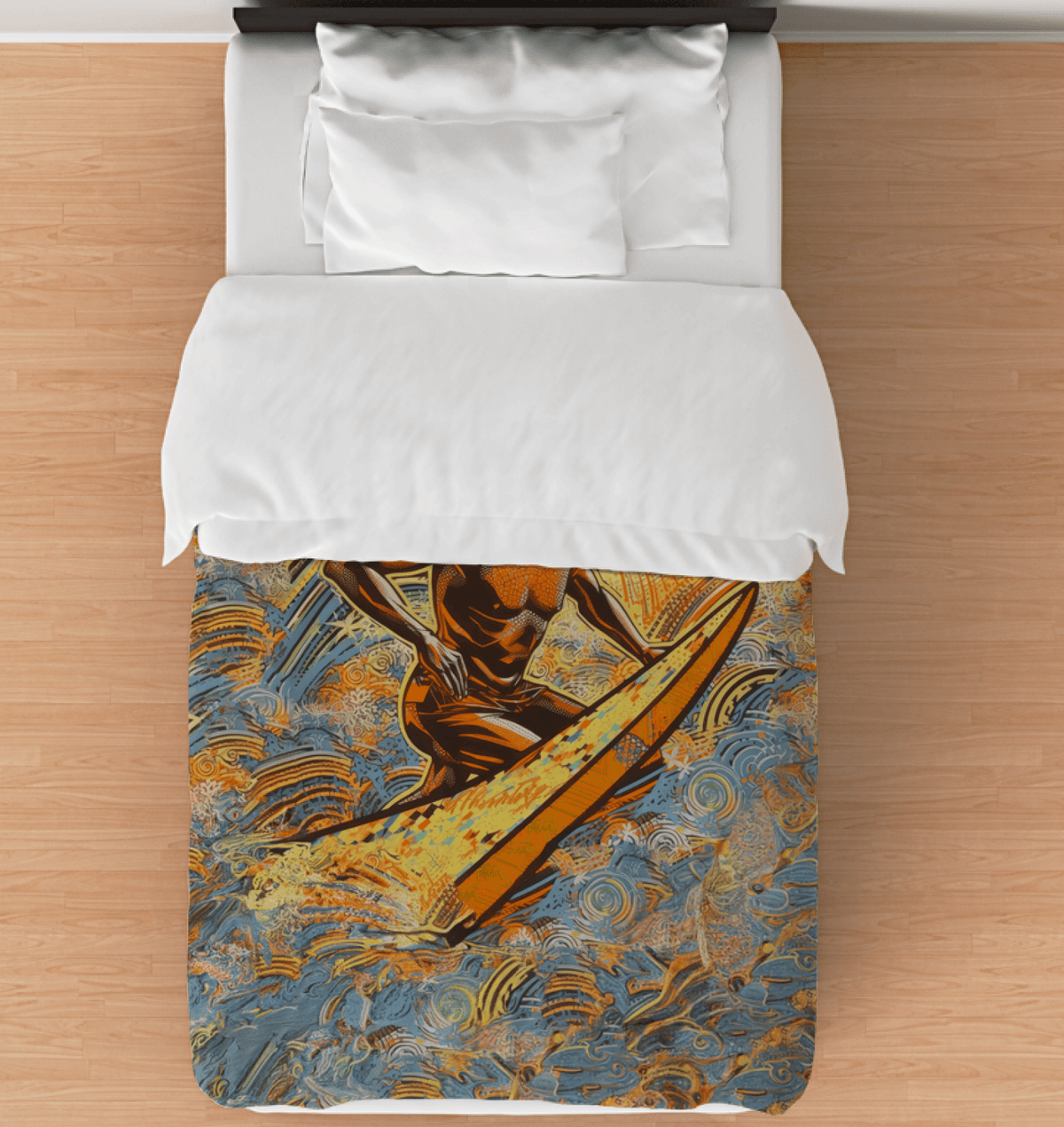 Stylish Surfing 5 15 Duvet Cover featuring elegant surf motifs for a serene bedroom setting.