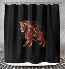 Majestic Lion Sunset Silhouette Shower Curtain