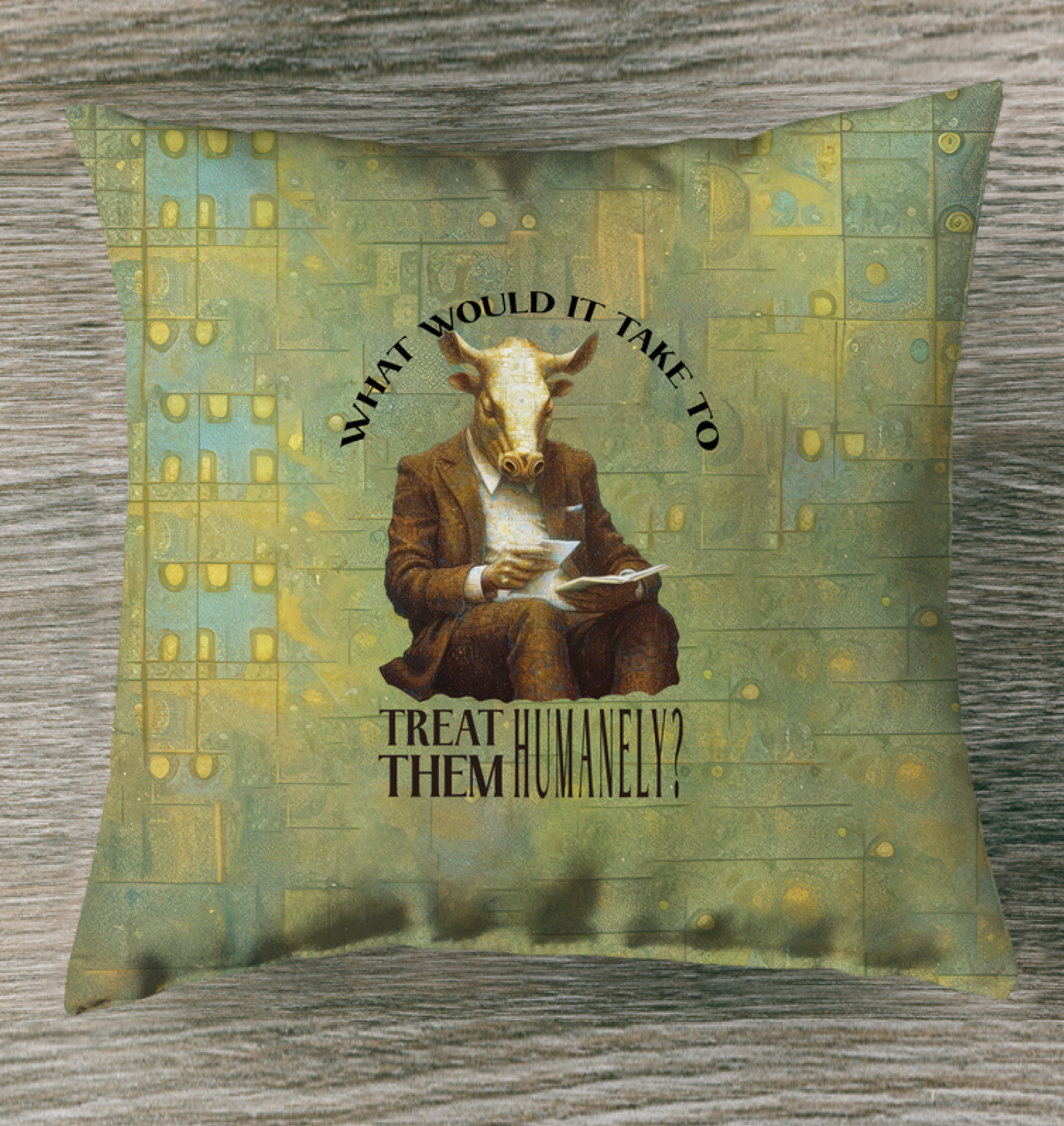 Elegant indoor pillow with Royal Buffalo King artwork.