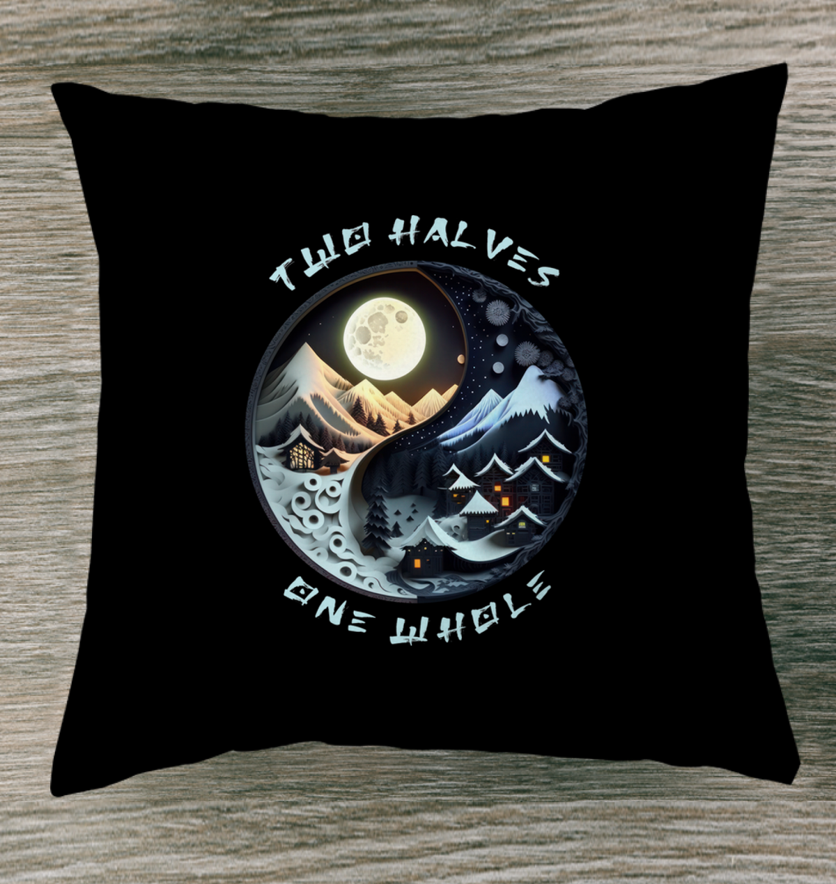 Yin Yang design on Urban Pulse indoor pillow for modern decor.