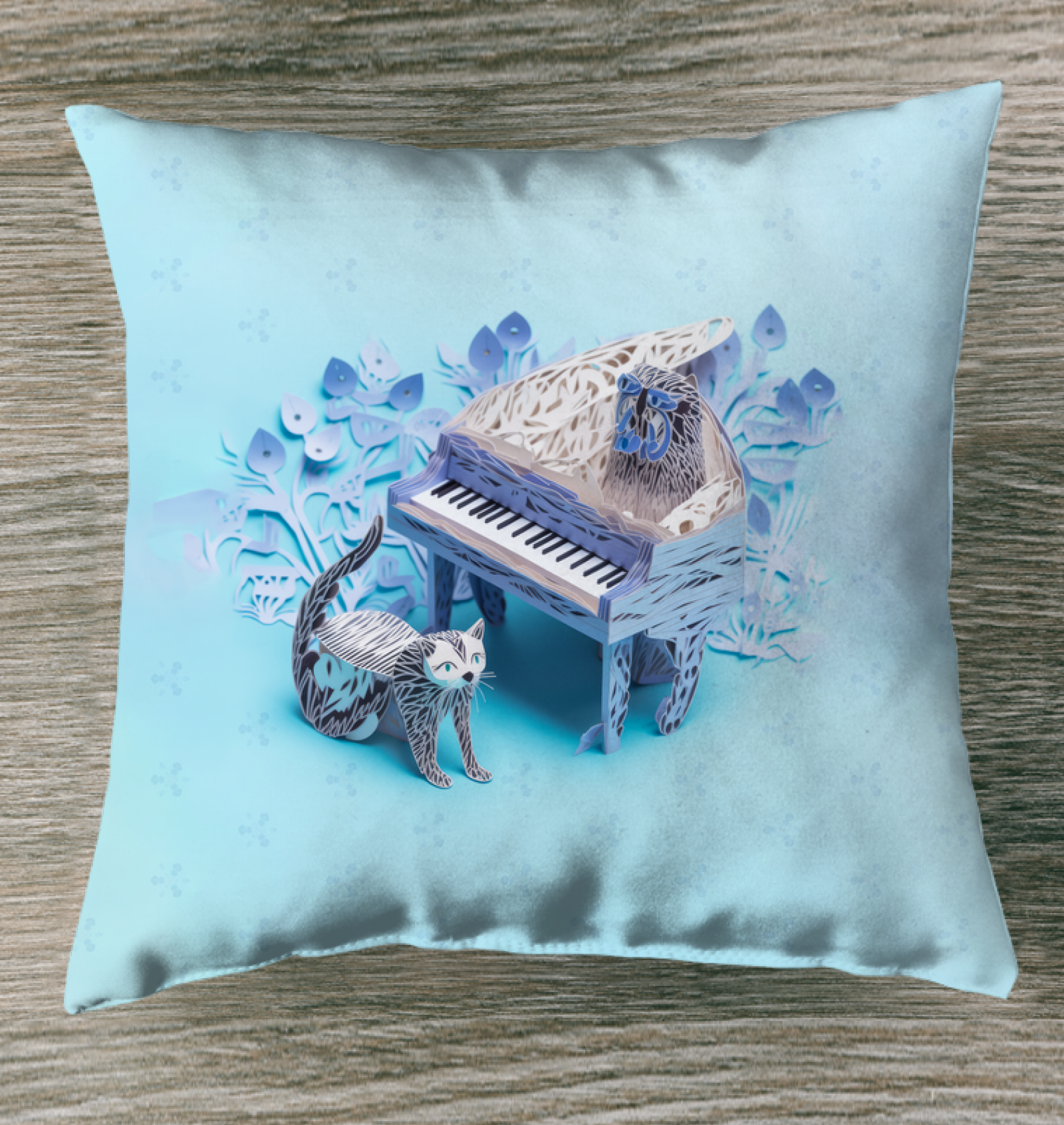 Indoor pillow with Kirigami Blossoming Garden design.