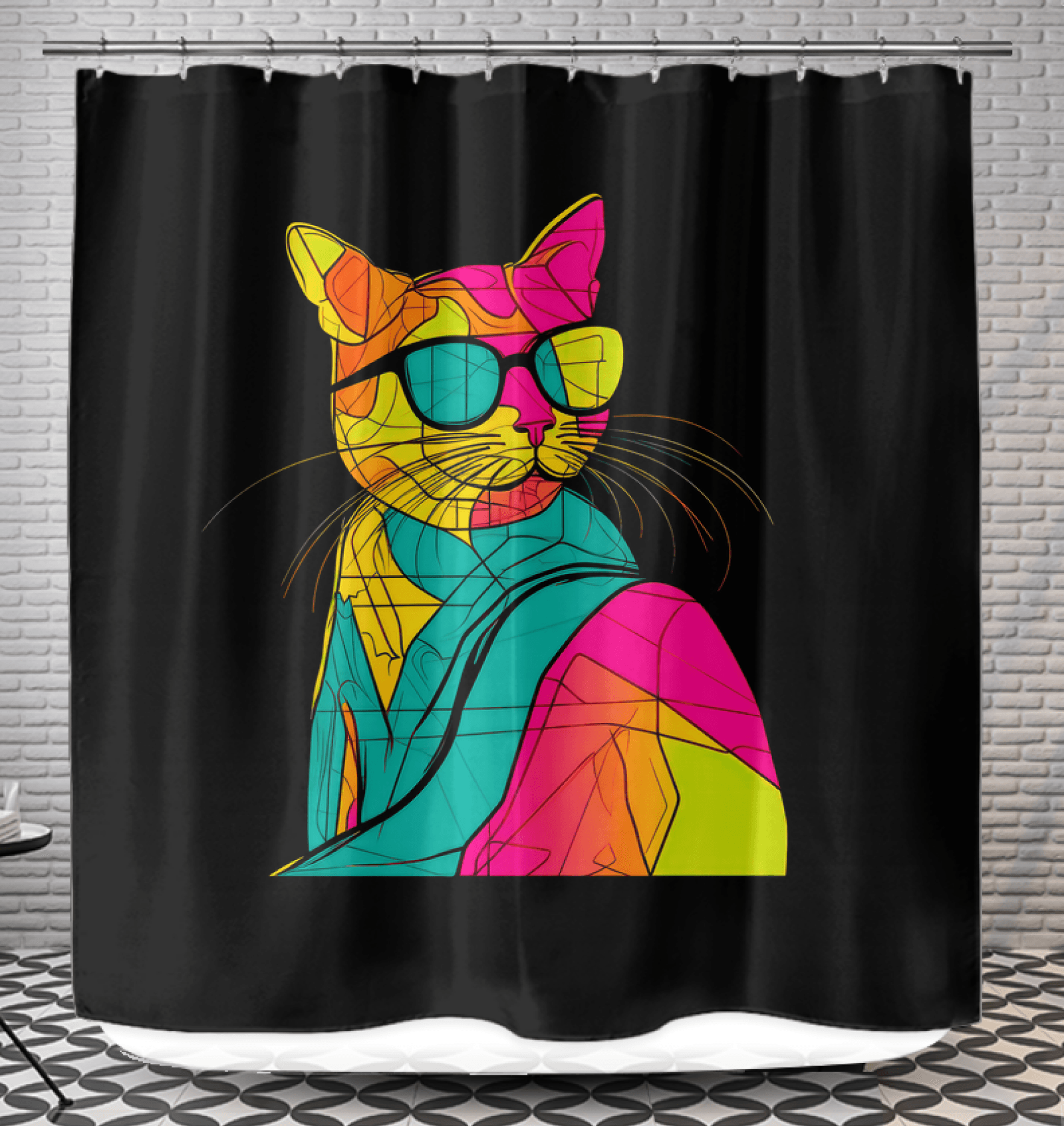 Elegant Cat Silhouettes Shower Curtain - Beyond T-shirts