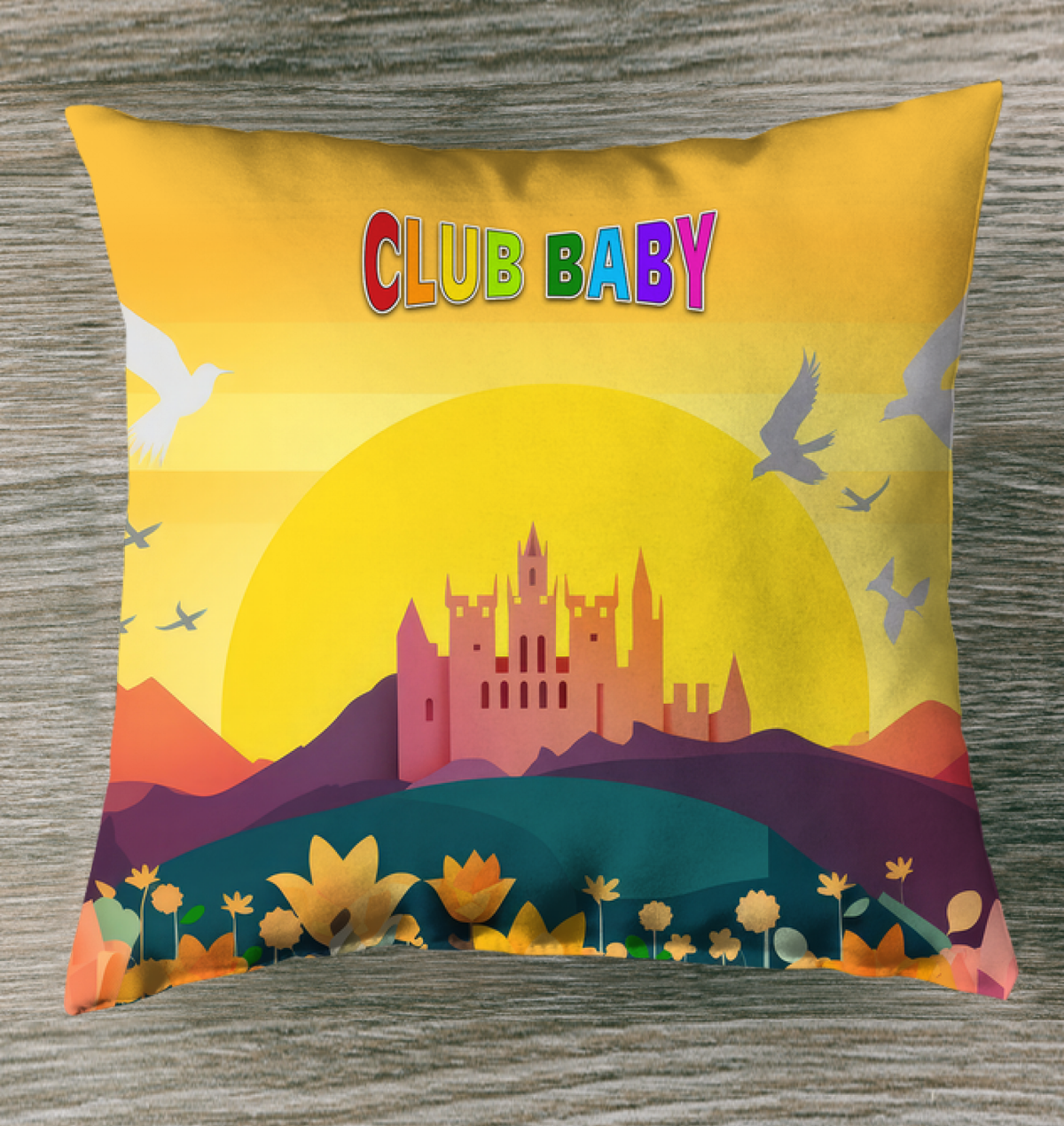 Front view of Pixie Dust Garden Outdoor Pillow.