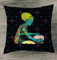 Whimsical Garden Indoor Pillow enhancing a bright room setting.