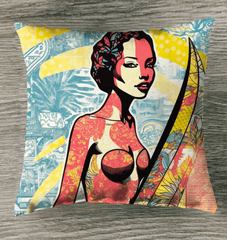 Elegant Surfing 5 26 Indoor Pillow featuring vibrant surf and wave motifs for a lively decor accent.