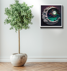 Space-themed artwork for contemporary interiors.