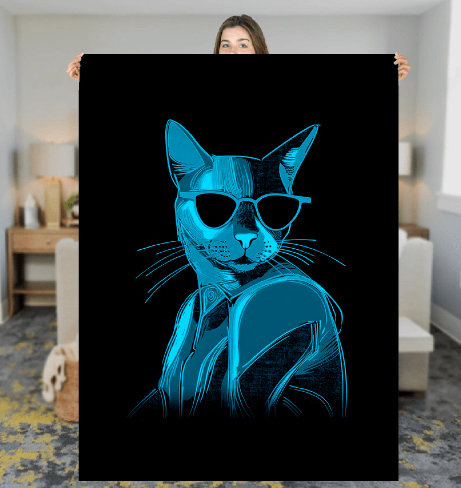 Cat's Whimsical Adventures Sherpa Blanket - Beyond T-shirts