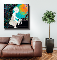 Elegant floral wrapped canvas art with blooming daffodils