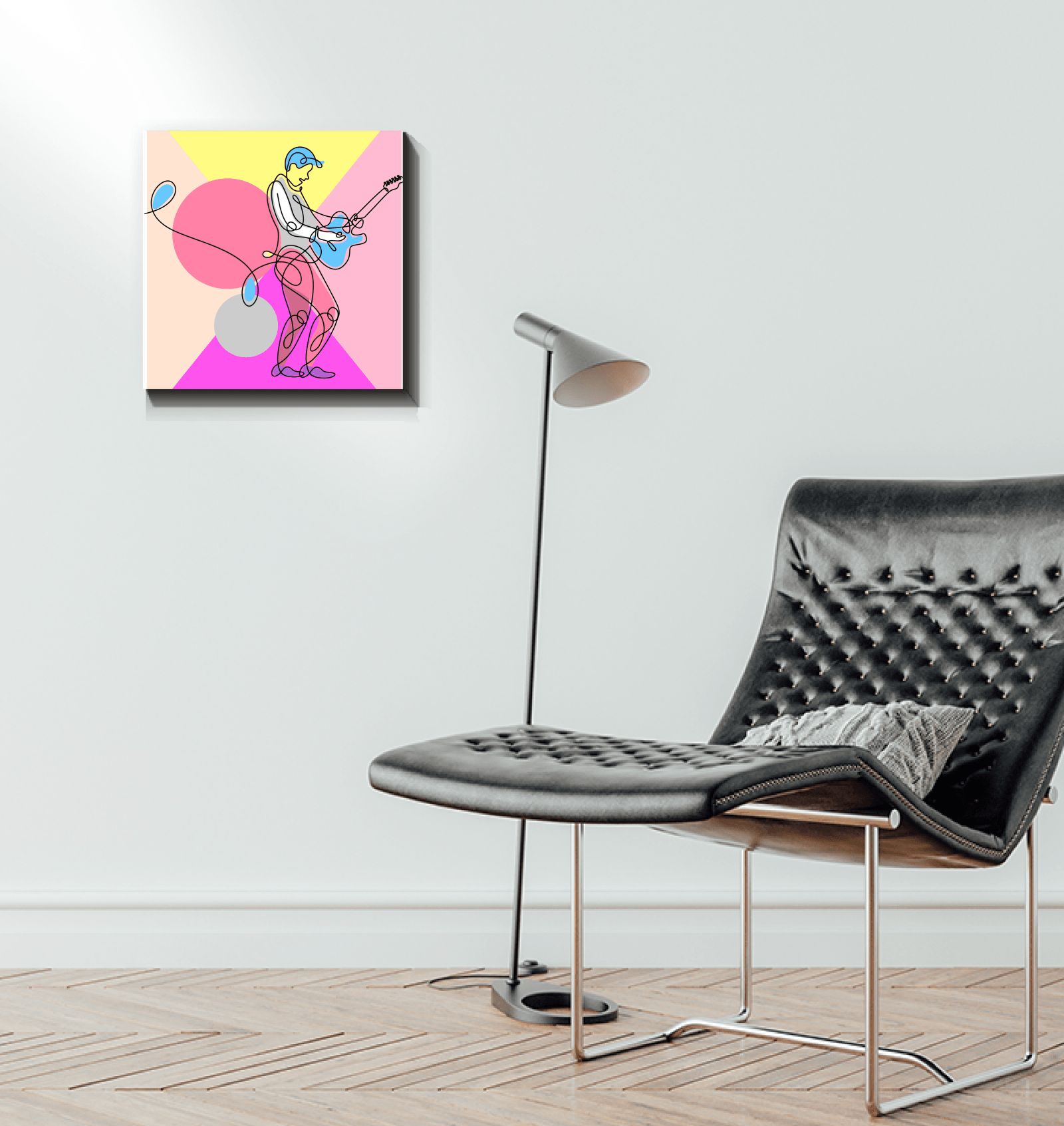 Guitar Line Art 4 Wrapped Canvas - Beyond T-shirts