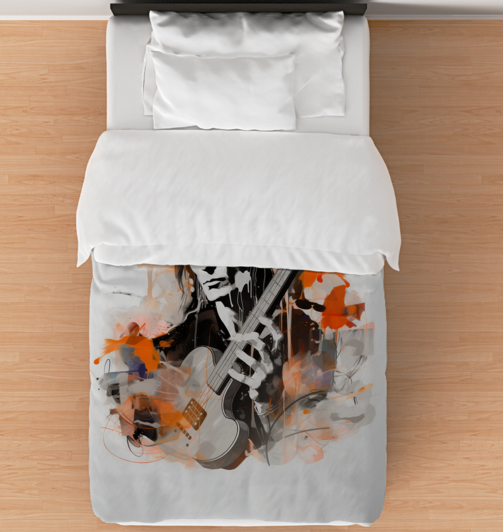 Quiet Geometry Duvet Cover on neatly made bed.