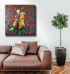 Detailed cosmic scene on high-quality wrapped canvas.