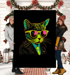 Artistic Cat Strokes Sherpa Blanket - Beyond T-shirts
