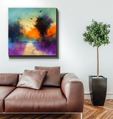 Moonlit Forest Path Wrapped Canvas