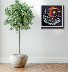 Zen Garden with contrasting elements on canvas.