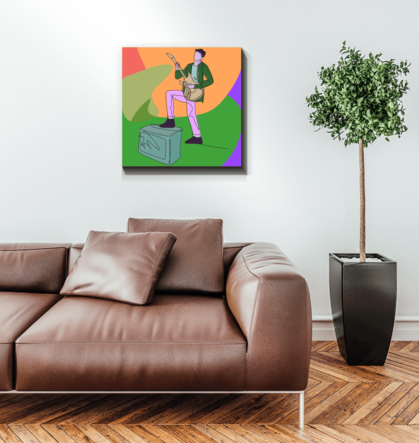 Guitar Player With A Combo Box1 Wrapped Canvas - Beyond T-shirts
