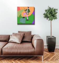 Guitar Player With A Combo Box1 Wrapped Canvas - Beyond T-shirts