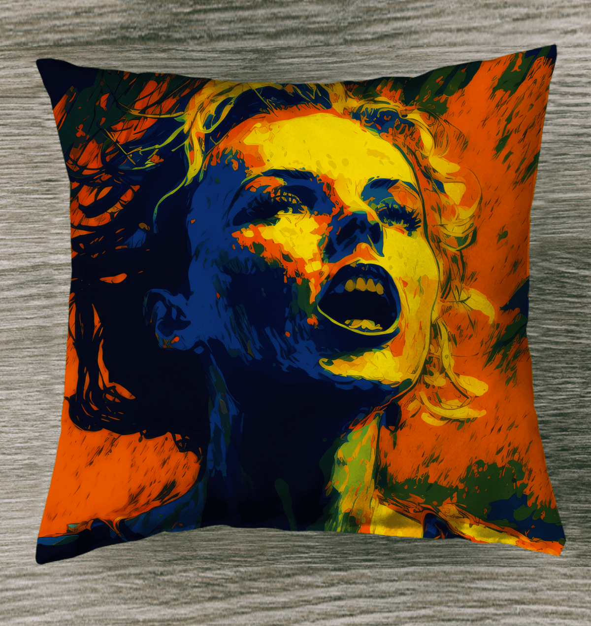 SurArt 86 Indoor Pillow displayed on a modern couch, bringing a splash of color and creativity to the living area.