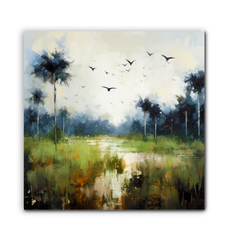Misty Forest Landscape Wrapped Canvas