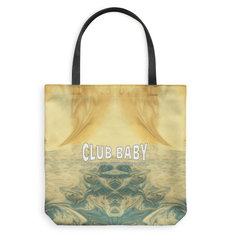 Elegant woman carrying CB5 10 Basketweave Tote Bag in urban setting.