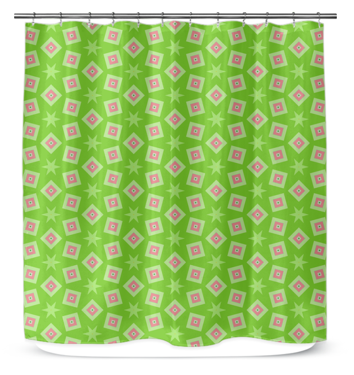 Urban Jungle themed shower curtain with lush greenery print