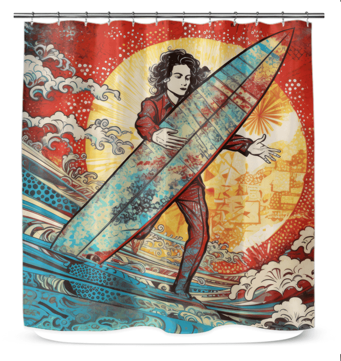 Surfer's Paradise Shower Curtain Dive Into Coastal Luxury - Beyond T-shirts