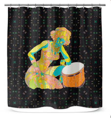 Radiant Blooms Shower Curtain with vibrant floral design.