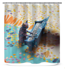 Japanese Cherry Blossoms Shower Curtain with vibrant floral design.