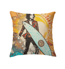 Chic Surfing 5 09 Indoor Pillow with a captivating surfboard and wave pattern, ideal for adding a touch of the ocean to your decor.