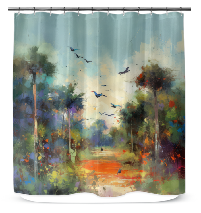 Enchanted Forest Landscape Shower Curtain