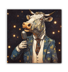 Cow's Whimsical Meadow Wrapped Canvas