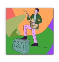 Guitar Player With A Combo Box1 Wrapped Canvas - Beyond T-shirts
