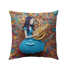 Stylish outdoor pillow featuring autumn leaves design.