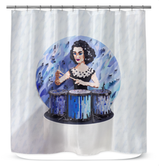 Elegant bathroom setup featuring the Delicate Rose Garden Papercut Shower Curtain.