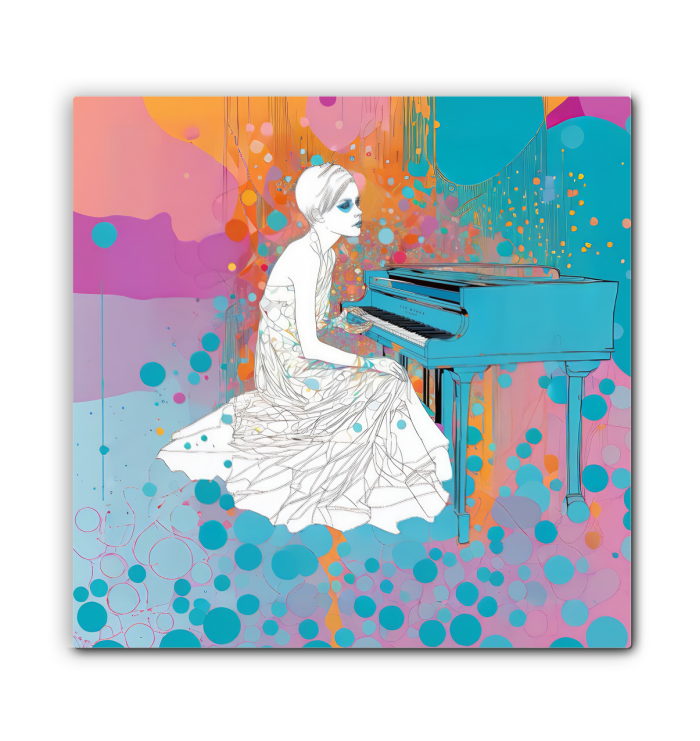 Wrapped canvas with violet and blue tones