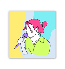 Girl Singing Line Art 1 Wrapped Canvas - Beyond T-shirts