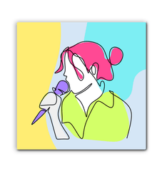 Girl Singing Line Art 1 Wrapped Canvas - Beyond T-shirts