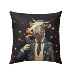 Cow's Whimsical Meadow Outdoor Pillow