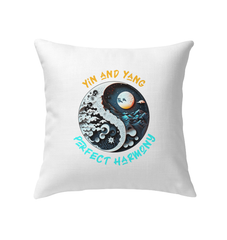 Lotus Blossom Yin Yang Pillow on a Sofa.