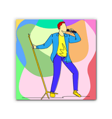 A singer With A Microphone Stand1 Wrapped Canvas - Beyond T-shirts