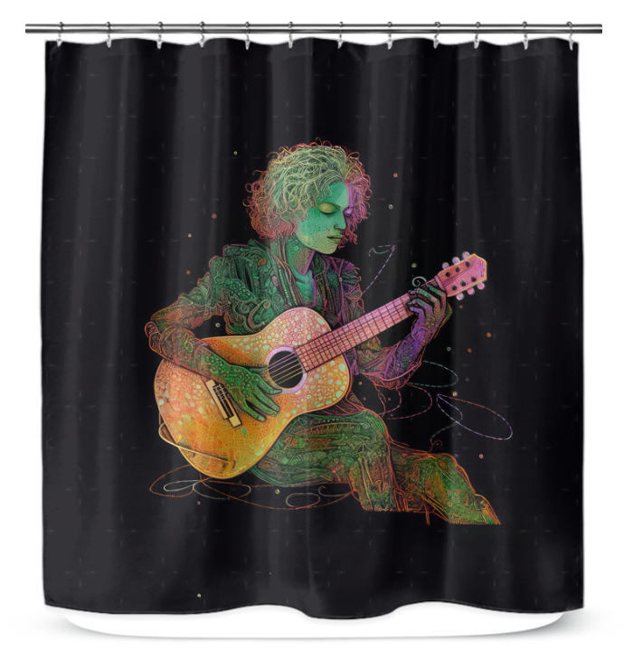 Elegant shower curtain adorned with primrose paradise design, offering a tranquil bathroom ambiance.