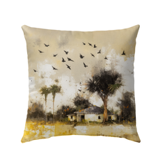 Serene Sunset Landscape Outdoor Pillow