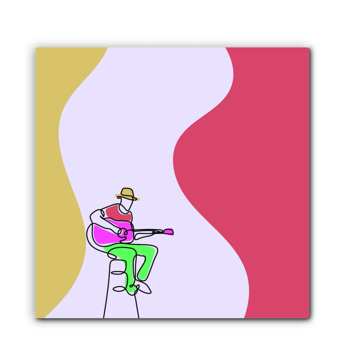 Guitar Line Art 3. Wrapped Canvas - Beyond T-shirts