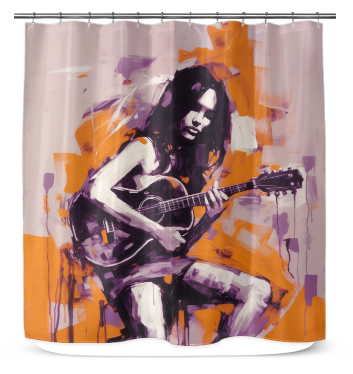 Contemporary Art Shower Curtain enhancing the artistic ambiance of a bathroom.
