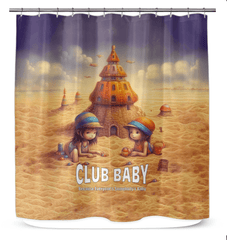 CB3-117 elegant waterproof shower curtain in a modern bathroom setting.