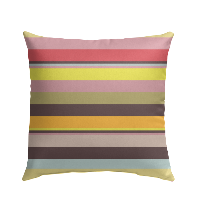 Detail of colorful, watercolor-like stripes on the Outdoor Pillow.