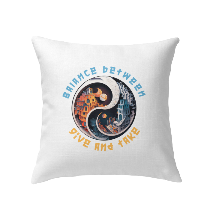 Decorative pillow with Zen pebbles and Ying Yang motif.